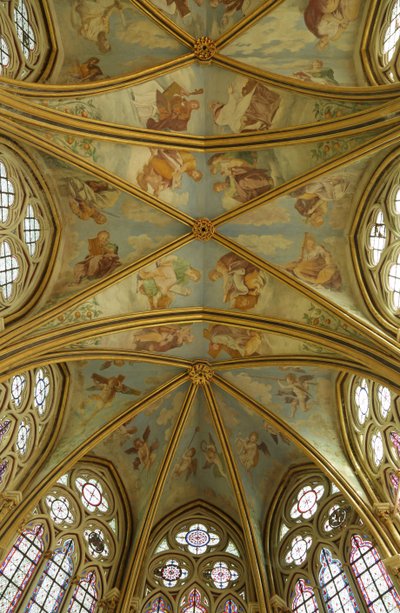 The Vaults of the Rayonnant Chapel of the Abbey with Renaissance Paintings by Francesco Primaticcio